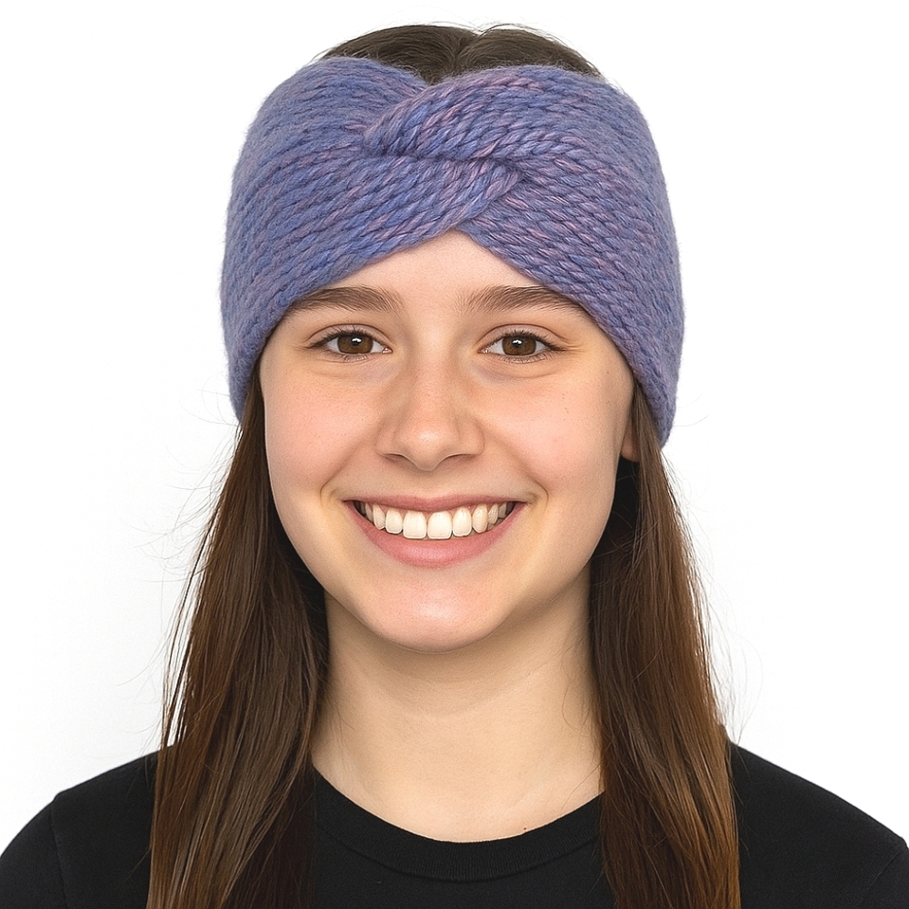 Handcrafted Twist Pink And Purple Headband Youth/ Small Adult
